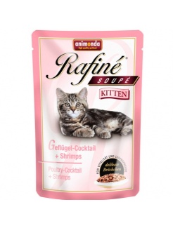 Animonda Rafiné® cat Soupé Kitten kurací koktail,krevety 100 g kapsička