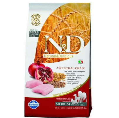 Farmina N&D dog AG adult medium & maxi, chicken, spelt, oats & pomegranate 