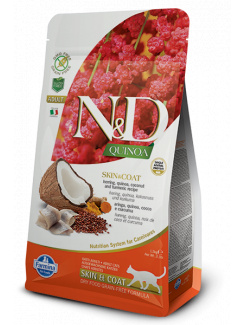Farmina N&D cat QUINOA (GF) adult, Skin & Coat, Herring & Coconut