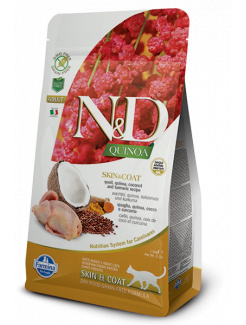 Farmina N&D cat QUINOA (GF) adult, Skin & Coat, Quail & coconut
