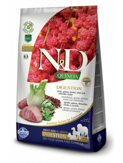 Farmina N&D dog QUINOA (GF) adult all breed, Digestion, Lamb