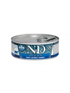 Farmina N&D cat OCEAN Trout & Salmon & Shrimps konzerva 80g