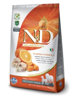 Farmina N&D dog GF PUMPKIN adult medium & maxi codfish & orange