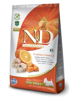 Farmina N&D dog GF PUMPKIN adult mini codfish & orange