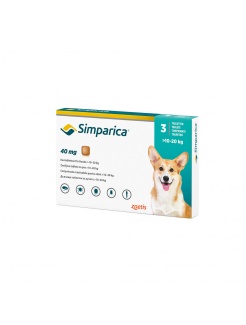 Simparica 40 mg žuv.tbl. pre psy >10-20 kg, 3 x 40 mg 