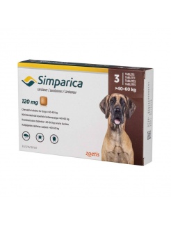Simparica 120 mg žuv.tbl. pre psy >40-60 kg, 3 x 120 mg 