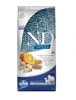 Farmina N&D dog OCEAN (AG) adult medium & maxi, codfish, spelt, oats & orange