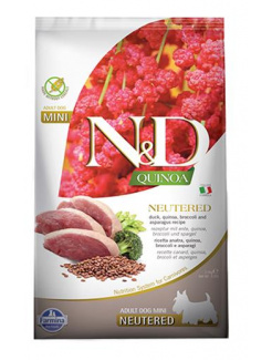 Farmina N&D dog QUINOA (GF) adult mini, neutered, duck, broccoli & asparagus 