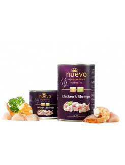 NUEVO cat Adult Chicken & Shrimps konzerva