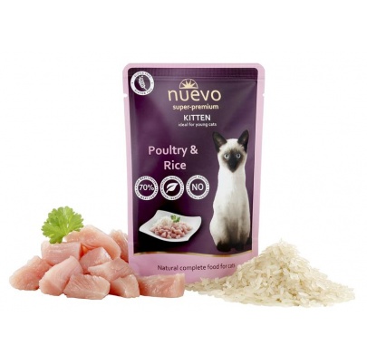 NUEVO cat Kitten Poultry with Rice 85 g kapsičky