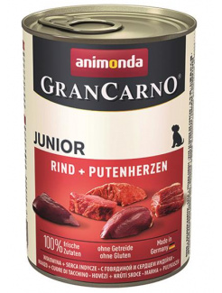 Animonda GRANCARNO® dog junior hovädzie a morčacie srdiečka 