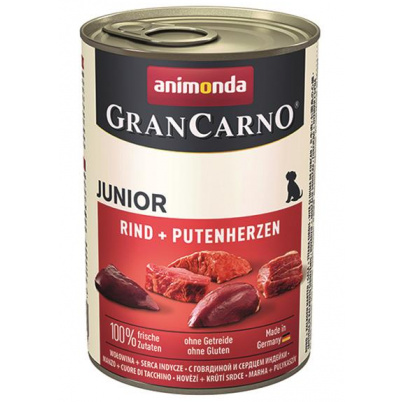 Animonda GRANCARNO® dog junior hovädzie a morčacie srdiečka 