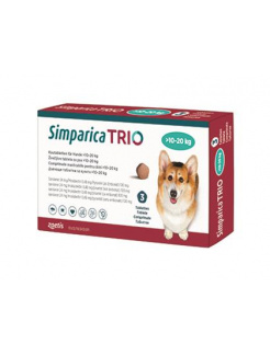 Simparica Trio >10–20 kg žuvacie tablety pre psy, 3 tbl.