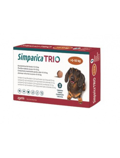 Simparica Trio >5–10 kg žuvacie tablety pre psy, 3 tbl.