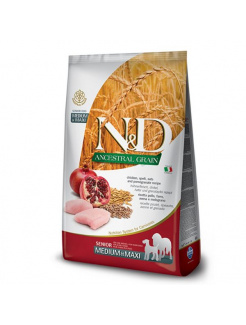 Farmina N&D dog AG senior medium & maxi, chicken, spelt, oats & pomegranate 