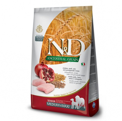 Farmina N&D dog AG senior medium & maxi, chicken, spelt, oats & pomegranate 