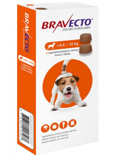 Bravecto Dog S 250 mg žuvacie tablety pre malé psy ( od 4,5 do 10 kg ) 1 x 2 tbl.