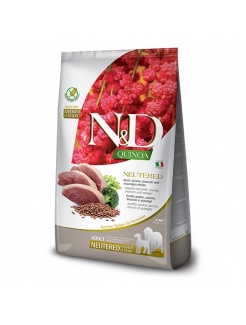 Farmina N&D dog QUINOA (GF) adult medium & maxi, neutered duck, broccoli & asparagus