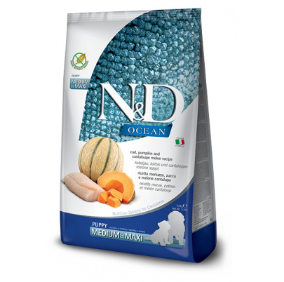 Farmina N&D dog OCEAN PUMPKIN (GF) puppy medium & maxi, cod & cantaloupe melon