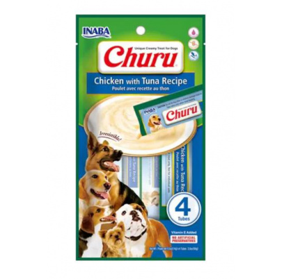 Pamlsok Inaba Churu Pyré dog Kura s tuniakom 12 x 4 tuby 672 g