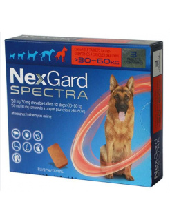 NexGard Spectra 150 mg/30 mg XL (30–60 kg) žuvacie tablety 3 x 1 tbl. 