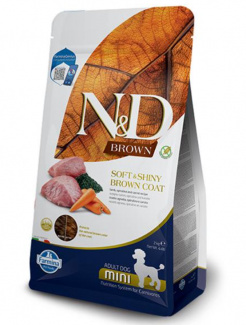 Farmina N&D dog BROWN (GF) adult mini, spirulina & carrot, lamb