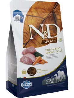 Farmina N&D dog BROWN (GF) adult med/max, spirulina & carrot, lamb 