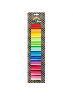 Sáčky DUVO+ na zber psích výkalov dúhové farby, bal.12 ks roliek