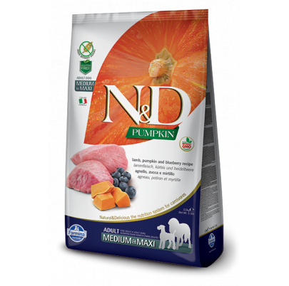 Farmina N&D dog PUMPKIN (GF) adult medium & maxi, lamb & blueberry(exp. 5.5.2026) posledný kus