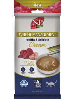 Pamlsok Farmina Creamy N&D Quinoa Cat Weight Management with Chicken & Tuna Adult 60 g