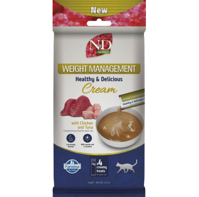 Pamlsok Farmina Creamy N&D Quinoa Cat Weight Management with Chicken & Tuna Adult 60 g