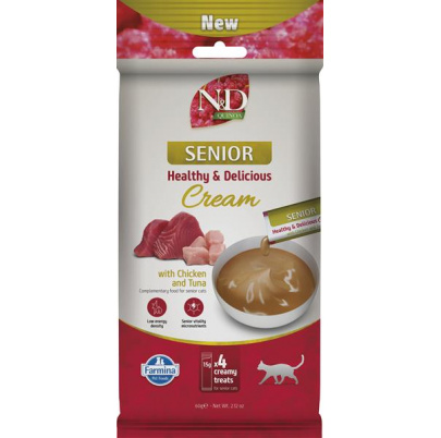 Pamlsok Farmina Creamy N&D Quinoa Cat with Chicken & Tuna Senior 60 g