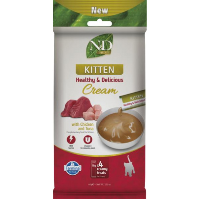 Pamlsok Farmina Creamy N&D Prime Cat with Chicken & Tuna Kitten 60 g